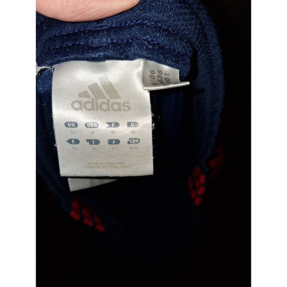 Adidas Classic 3 Stripes Track Pants Navy Blue Red Straight Leg Mens Medium - Picture 3 of 4